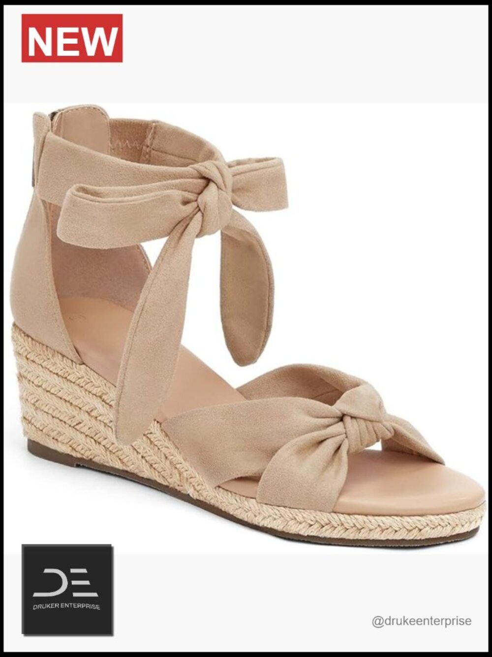Espadrilles Wedge Sandals Back Zipper Ankle Bow Platform Dress Shoes